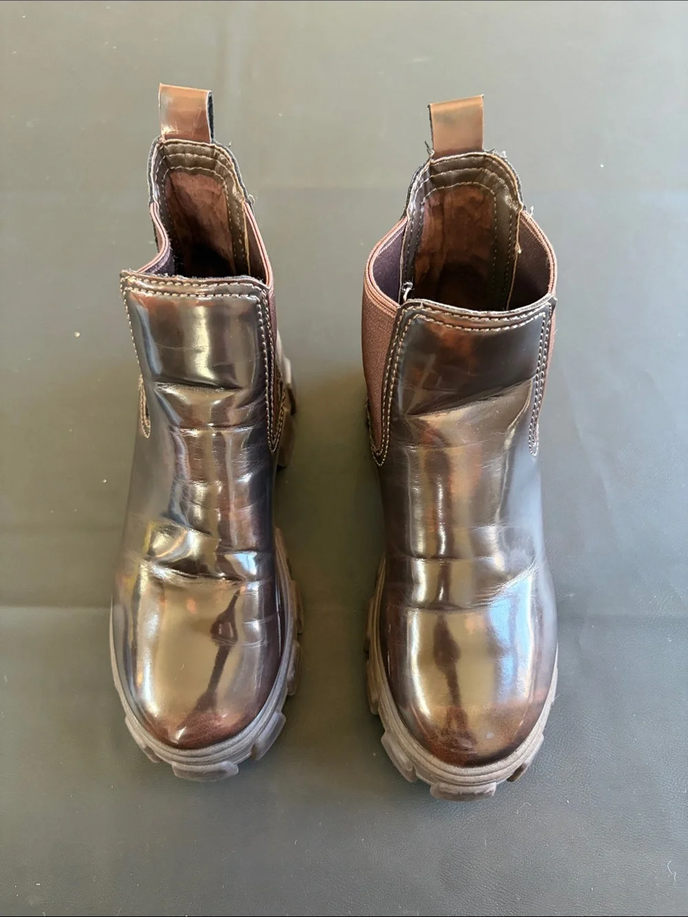 Circus Sam Edelman Darielle Brown Patent Chelsea Boots 5